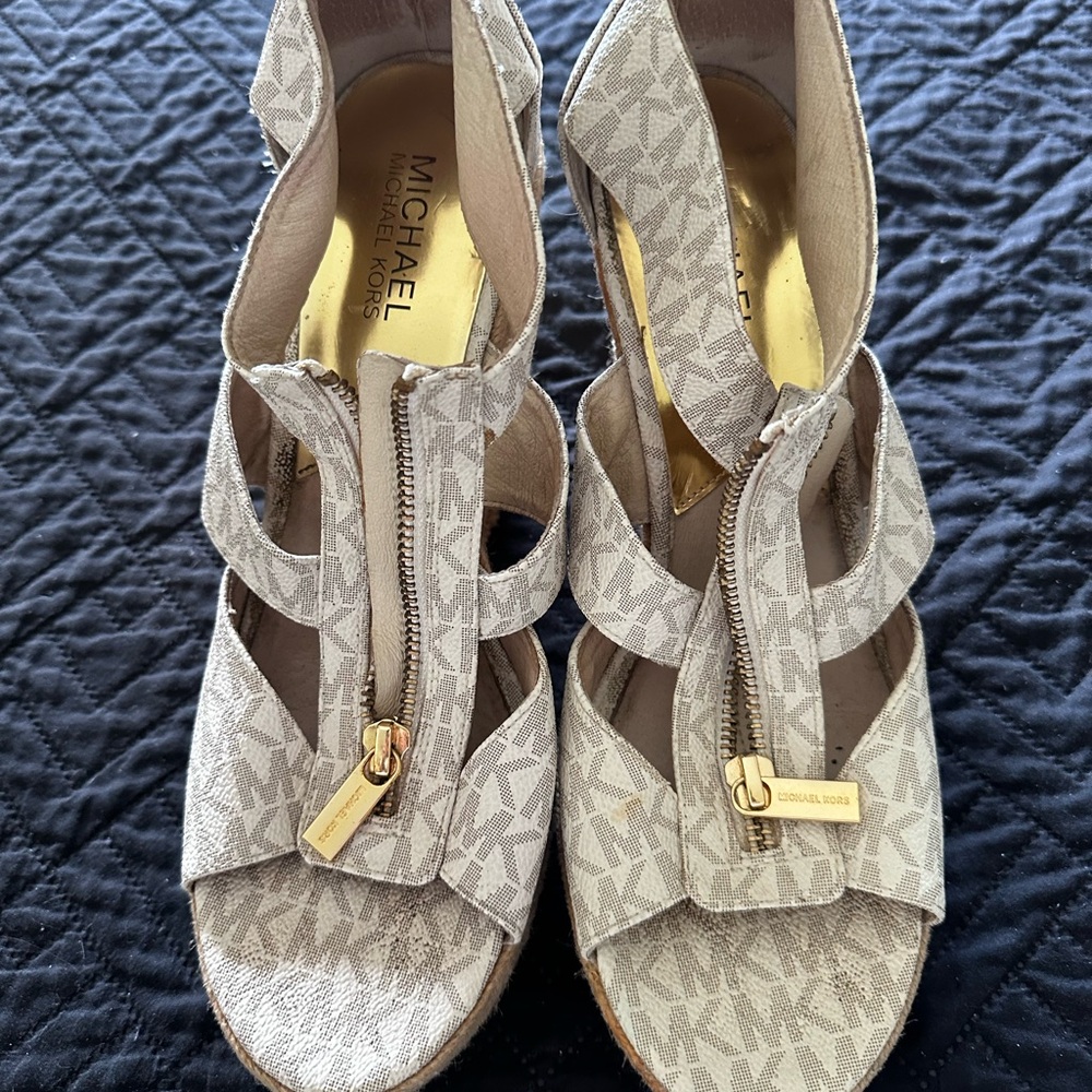 Michael Kors Beige Wedge Sandals - Picture 4 of 5